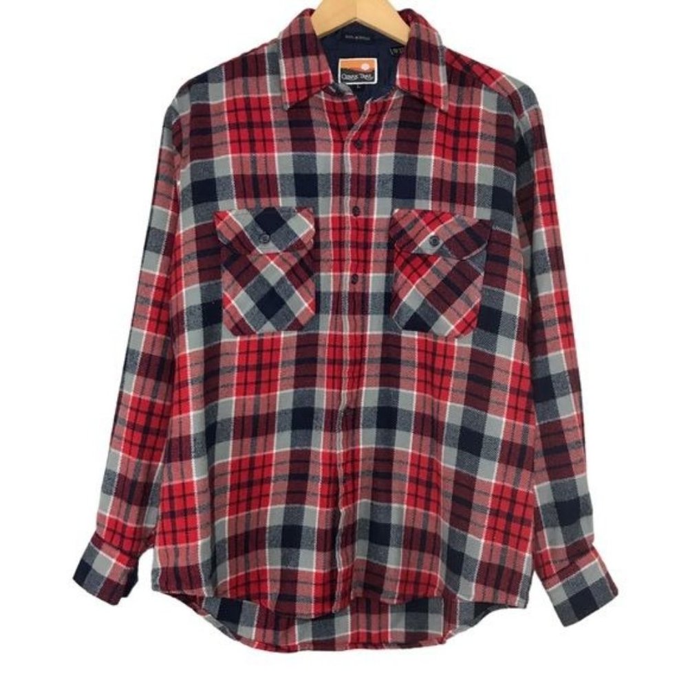 OZARK TRAIL Plaid Flannel Button Down Shirt Men's Size Large
